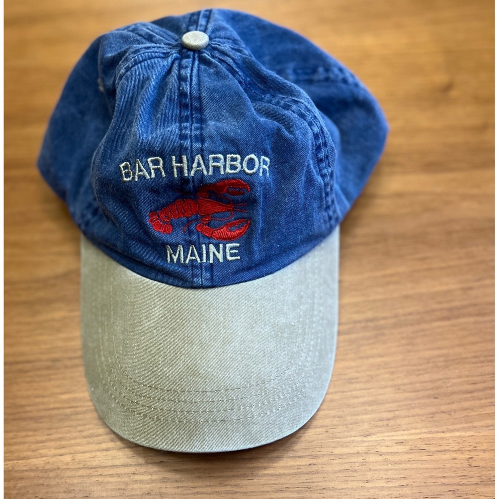 Island Imports Bar Harbor Maine Hat Adult OSFA Blue Khaki Good Lobster Souvenir